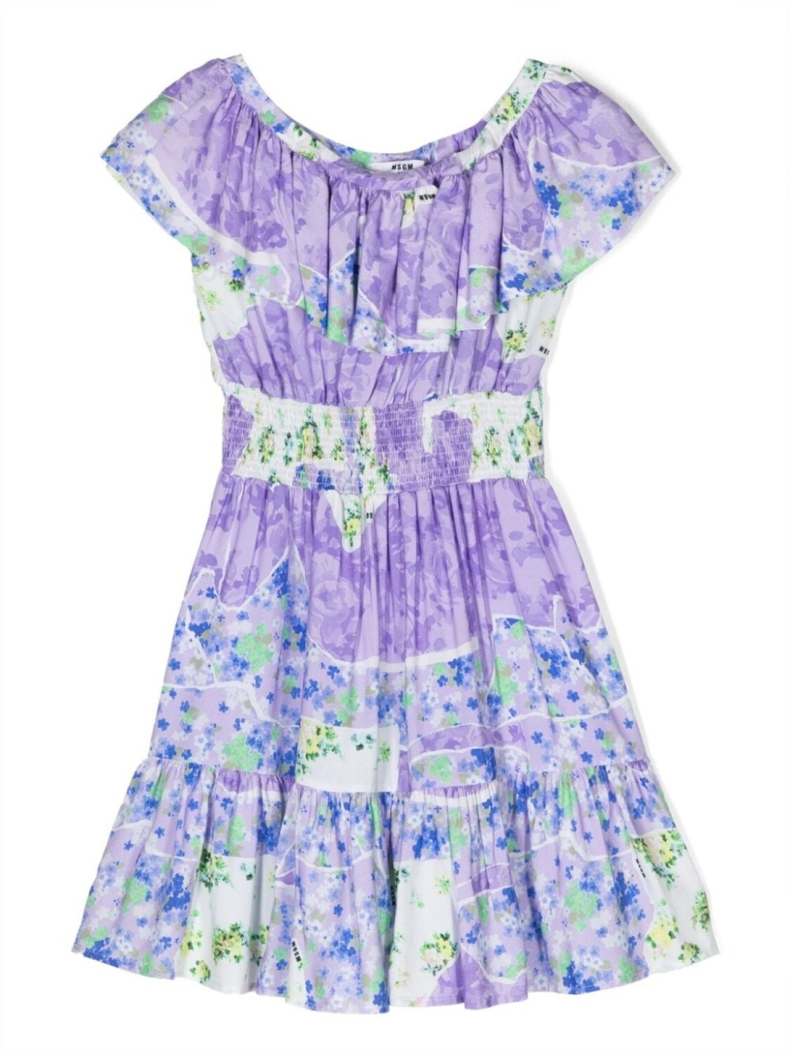 

MSGM Kids платье с оборками и цветочным принтом, фиолетовый