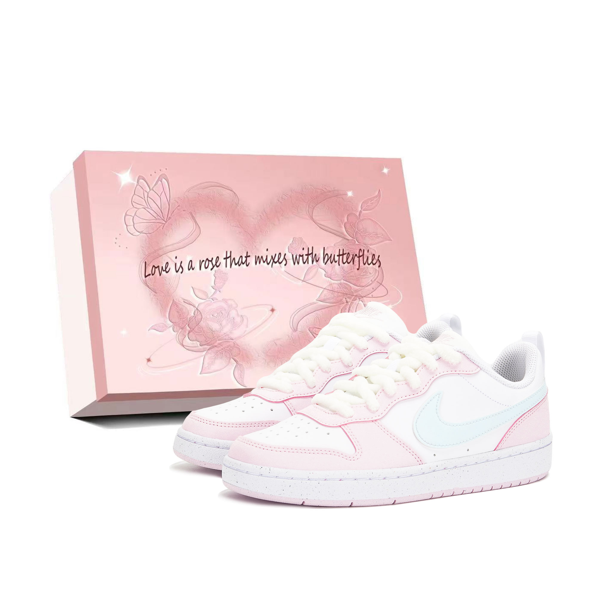 

Детские кроссовки для скейтбординга Court Borough с противоскользящей подошвой и износостойким верхом Nike, розовый