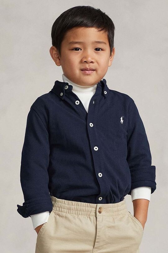 

Детская хлопковая рубашка Polo Ralph Lauren, темно-синий