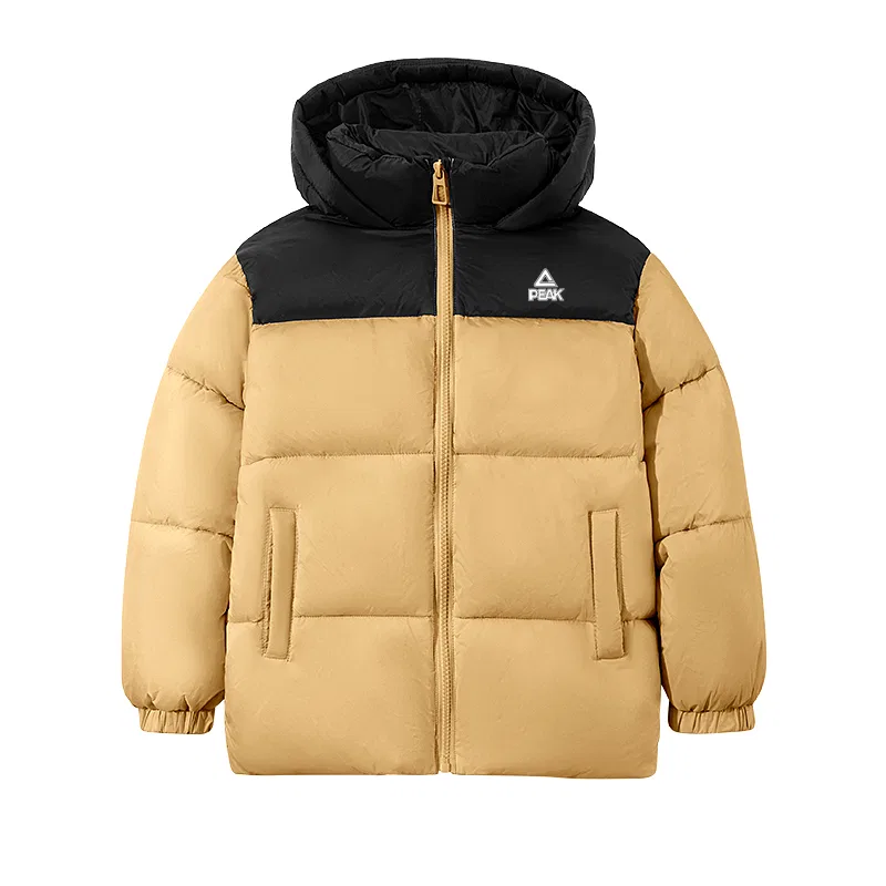 Детская пуховая куртка с капюшоном PEAK Khaki/PK Pure White