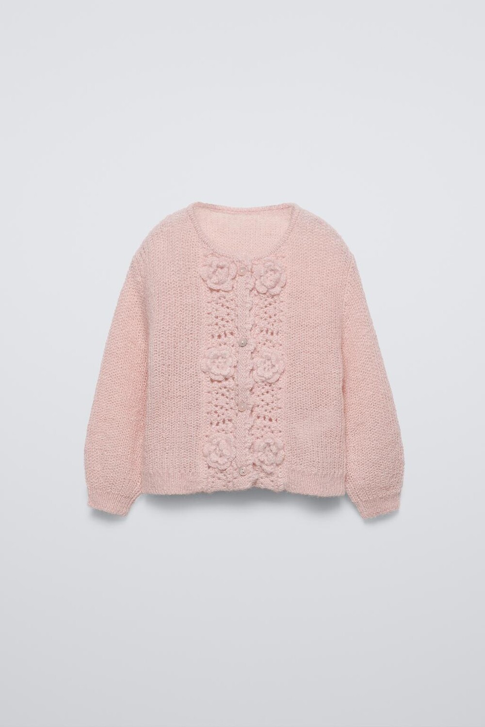 

Кардиган с цветочным вязанием ZARA, бледно-розовый