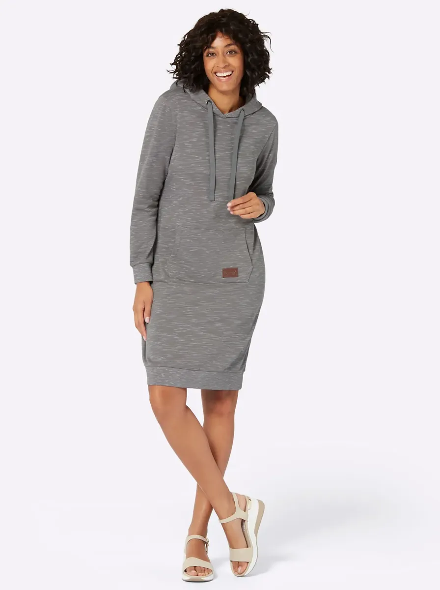 

Повседневный образ Платье из джерси "Sweat Dress" Casual Looks, цвет Grau-Weiß-Meliert