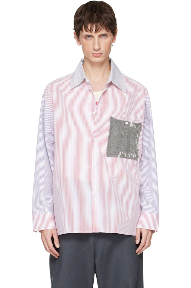 

Charles Jeffrey Loverboy Разноцветная объемная вязаная рубашка с длинными рукавами и нашивками