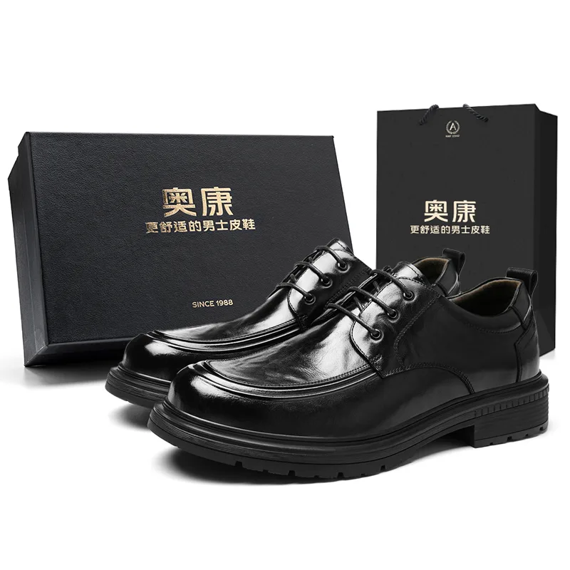 Кожаные повседневные туфли для мужчин AOKANG, Premium Feel-Brown (Standard Leather Shoe Size, Slim Feet Suggestion: Size Down One Size) — фото 3