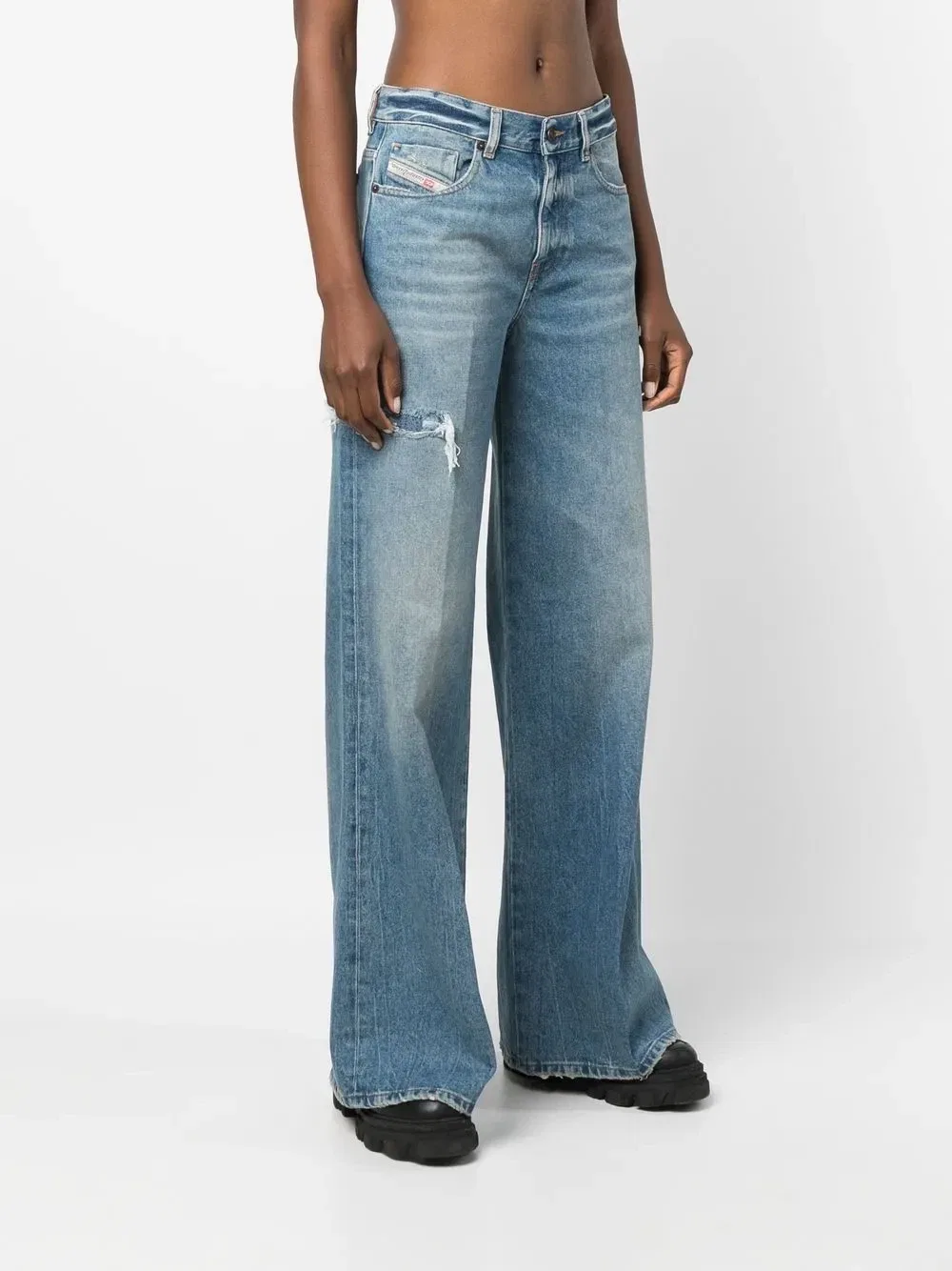 Джинсы bootcut с эффектом потертости DIESEL, синий — фото 3