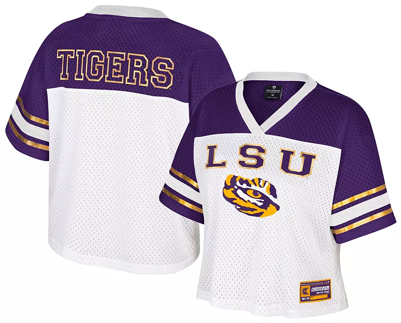 

Женская укороченная футбольная майка Colosseum LSU Tigers White Treasure