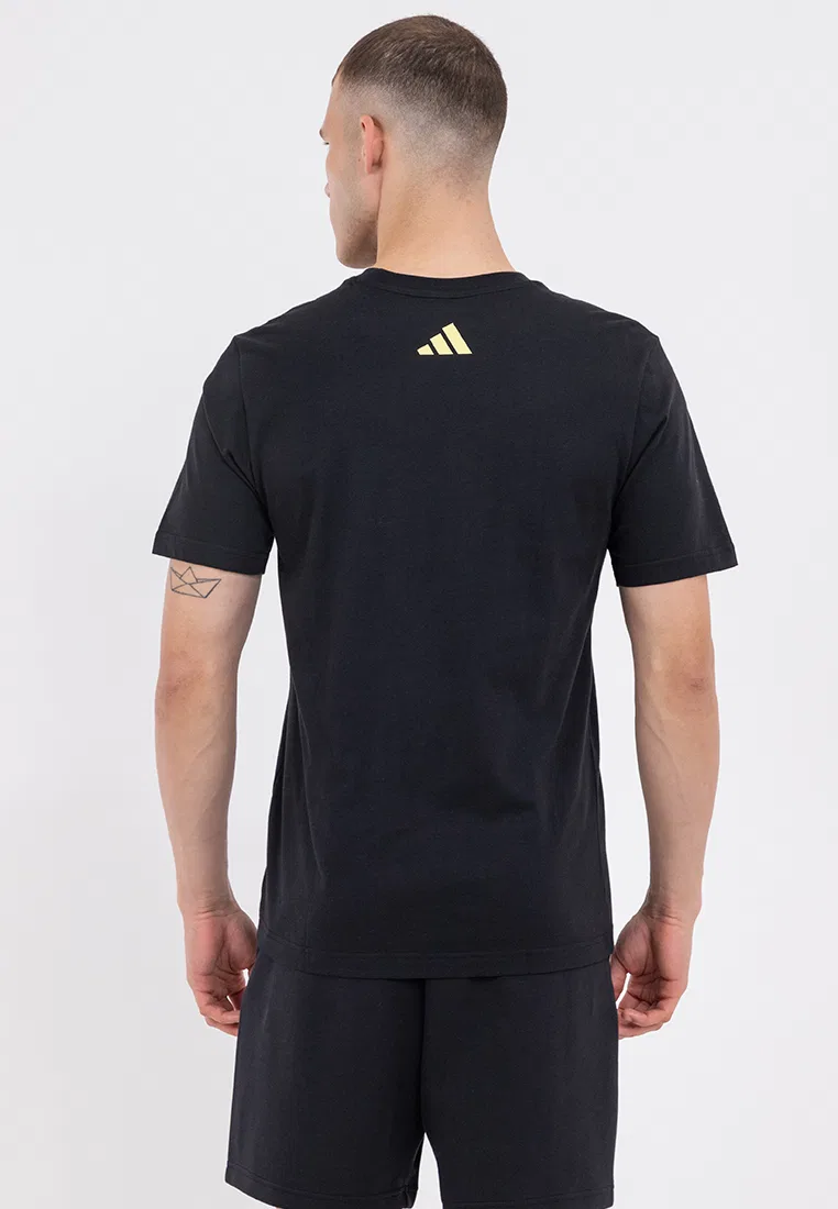 Футболка с принтом, короткий рукав, Lounge Verbiage Adidas, черный — фото 3