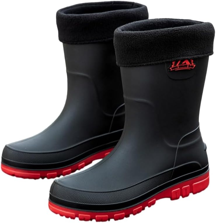 

Водонепроницаемые мужские резиновые сапоги HoaloX - прочные противоскользящие ботинки для рыбалки, кухни, мытья автомобилей и работы на фабрике, красный