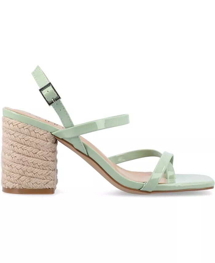 Женские босоножки Olivina Espadrille на блочном каблуке с ремешками Journee Collection, зеленый — фото 2