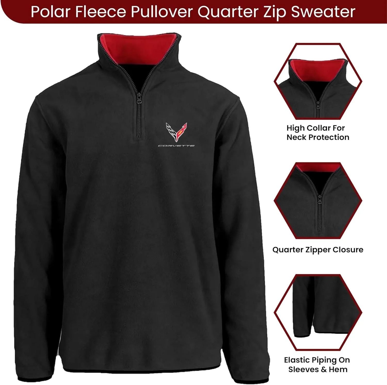 

JH Design Мужская флисовая толстовка Quarter Zip Chevy Corvette C8, 2 цвета JH DESIGN GROUP