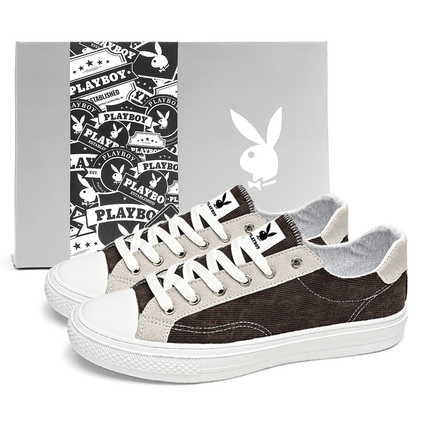

Playboy Коричневые мужские скейтерские кеды лоу-топ, цвет Brown