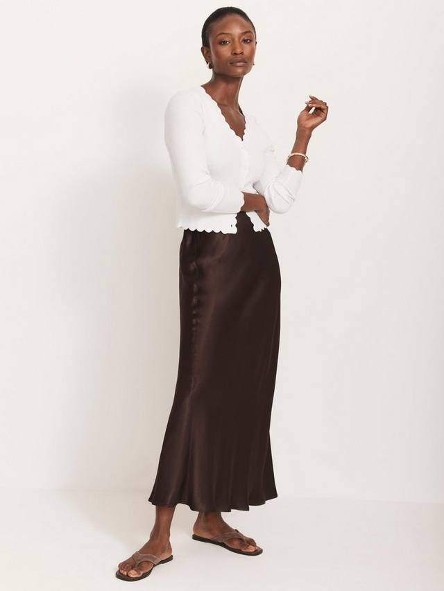 

Сатиновая миди-юбка на подкладке Mint Velvet, Brown