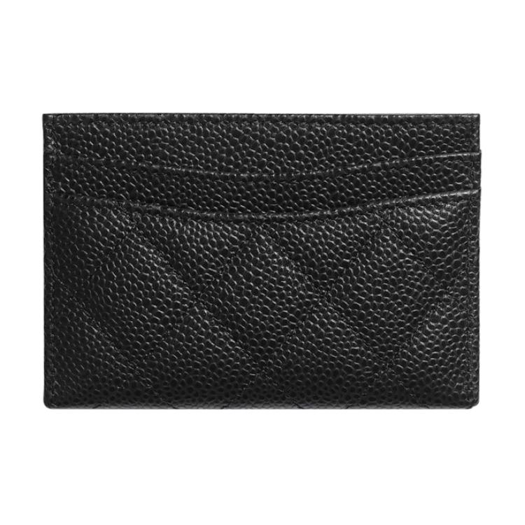 CHANEL Тиснёный кардхолдер из зернистой кожи телёнка Unisex Black — фото 3
