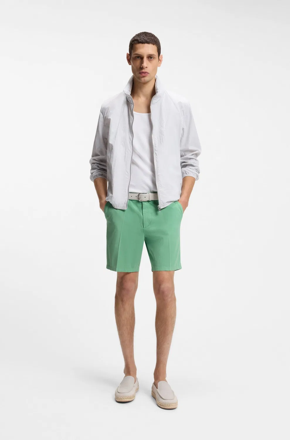 Шорты-чиносы Boss Slim fit H-Kane1 светло-зеленого цвета — фото 3