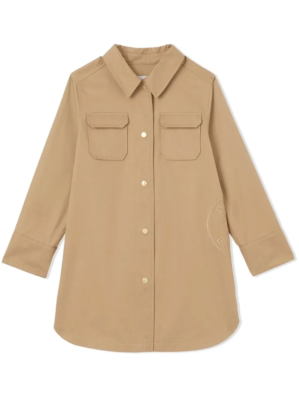 Платье-Рубашка из саржи с графическим логотипом Burberry Kids, нейтральный