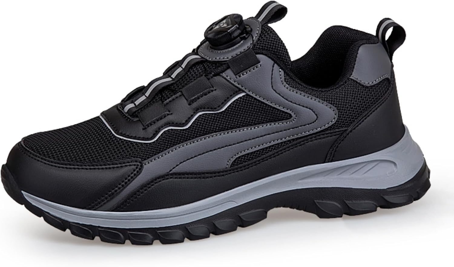 

Мужские кроссовки для быстрой шнуровки для походов на открытом воздухе, дышащие сетчатые спортивные кроссовки с нескользящей подошвой, идеально подходят для треккинга и повседневной носки Aokisx, черный