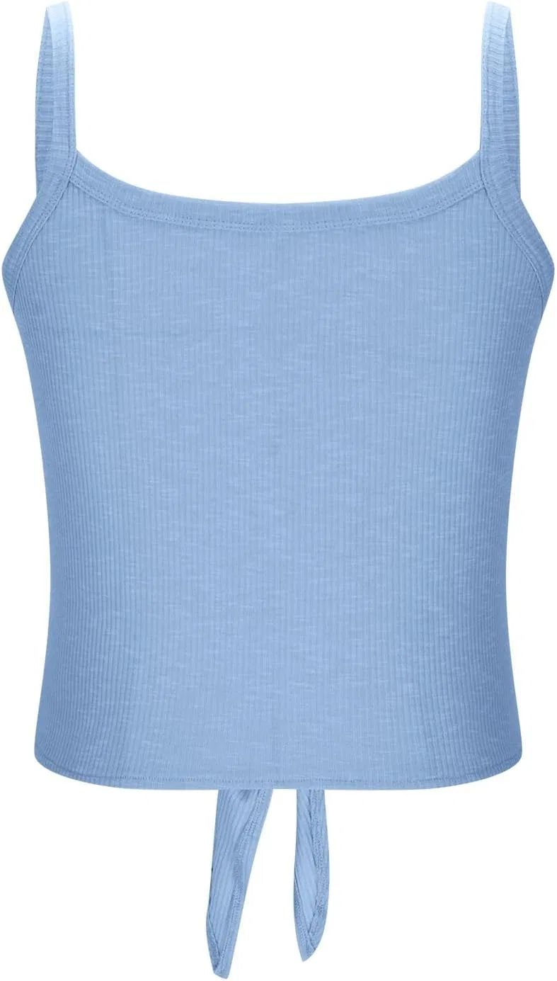 Generic Classic Round Neck Henley Shirts for Women Button Down Sleeveless Beach Holiday Tops 2025 Summer Fashion T-Shirts, небесно-голубой — фото 3