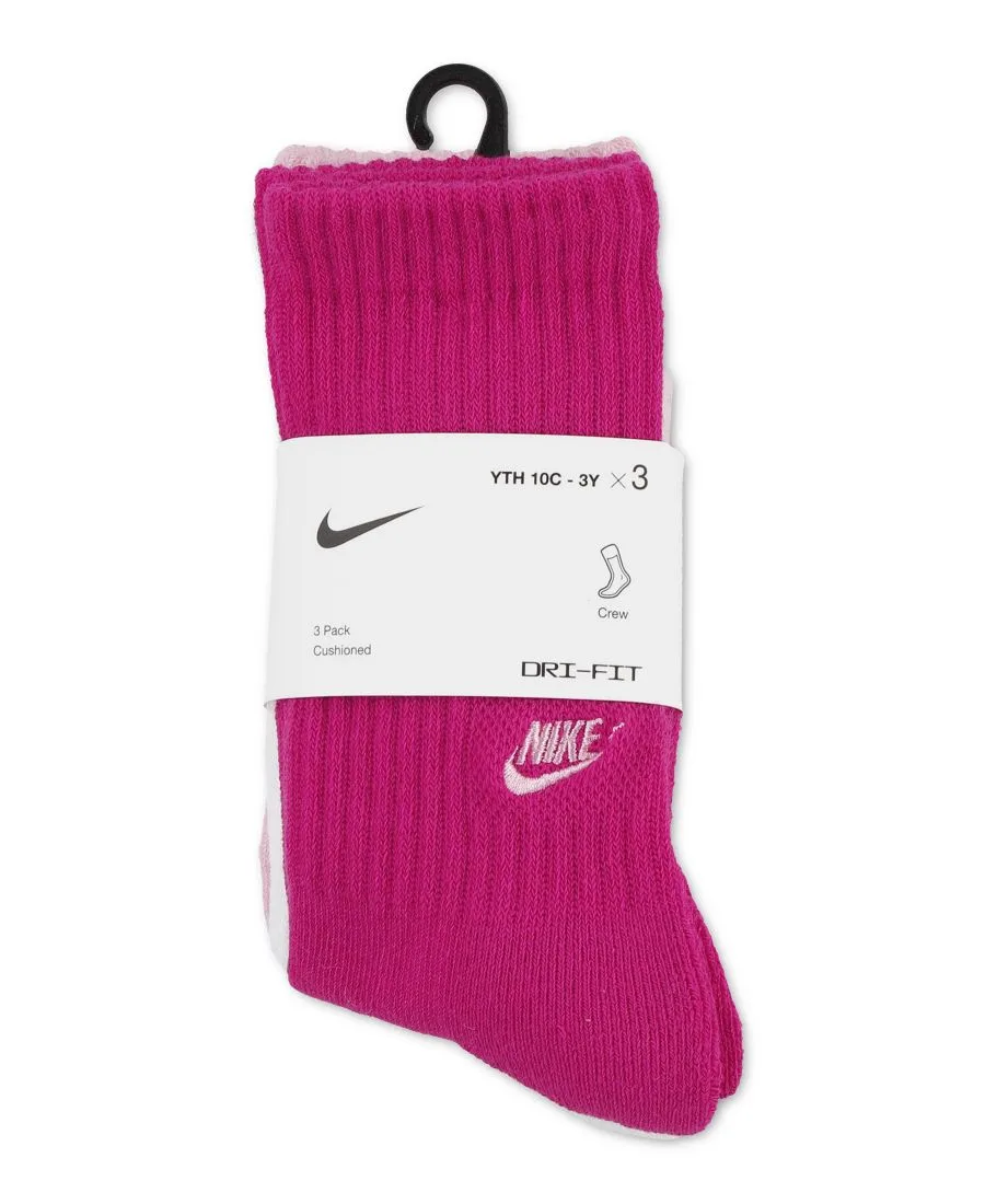 Детские носки с вышитым логотипом (5-7 лет), комплект из 3 пар Nike, розовый/белый — фото 3