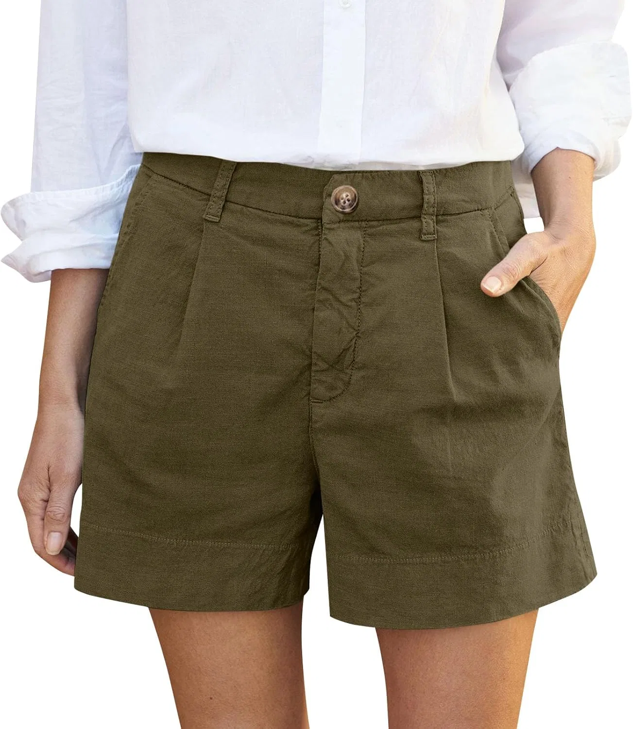Шорты для активного отдыха, высокие, с карманами, Army Green