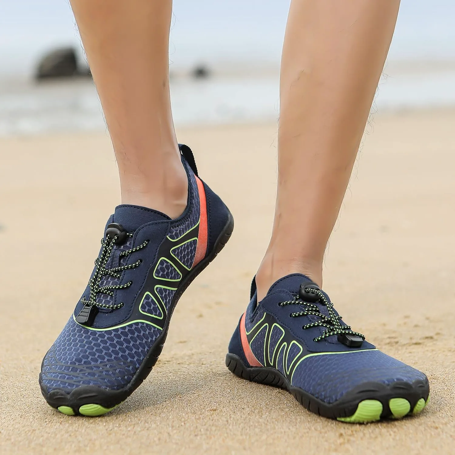Pro Barefoot Обувь с сеткой для комфорта Ходьба босиком для женщин и мужчин Дышащие водные пляжные прогулочные туфли Модная повседневная спортивная обувь с антискользящим эффектом Tazeap, темно-синий — фото 3