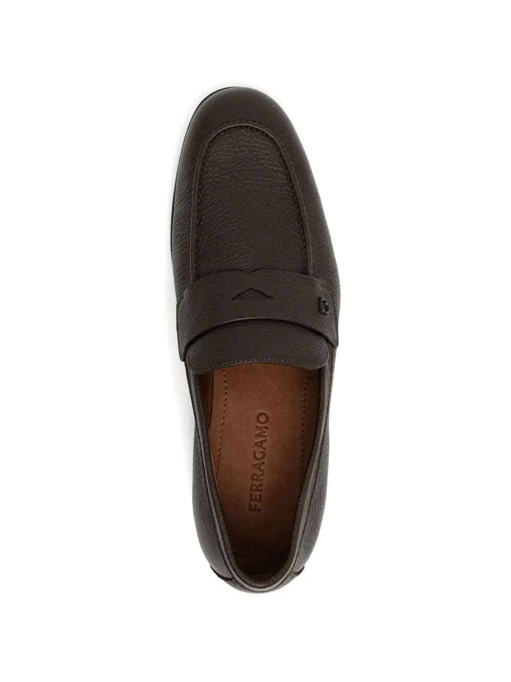 Лоферы Gancini из зернистой кожи Ferragamo, коричневый — фото 4