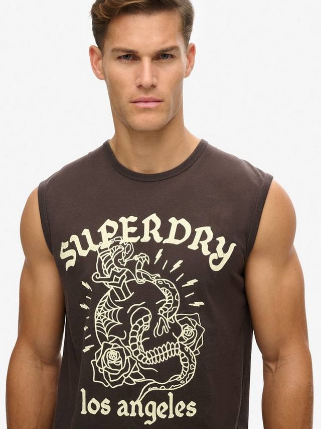 Татуировка графическая майка Superdry, цвет Bison Black — фото 4