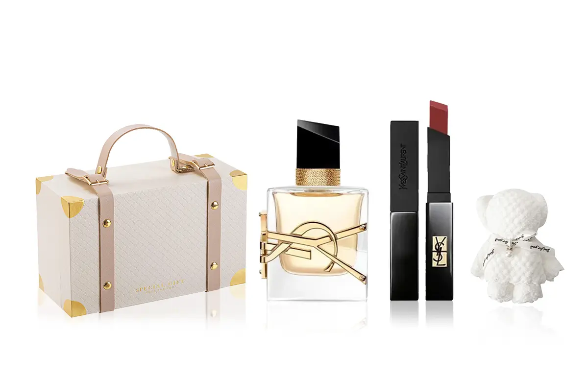 

SAINT LAURENT Набор женской парфюмерии libre present champagne gold box eau de parfum 30ml + полноразмерная помада