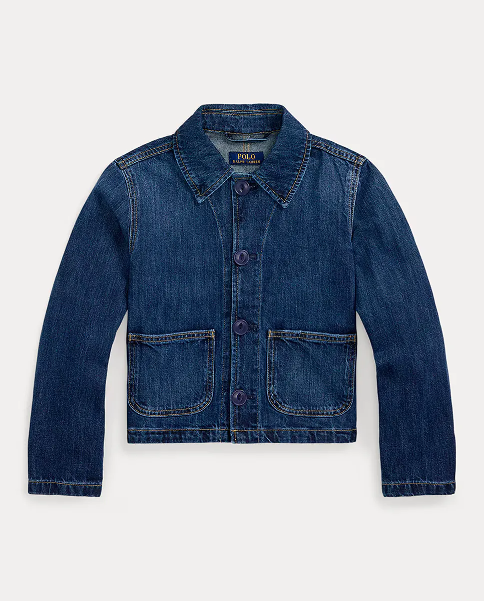 

Джинсовая куртка для девочек с логотипом Polo на спине Polo Ralph Lauren, синий