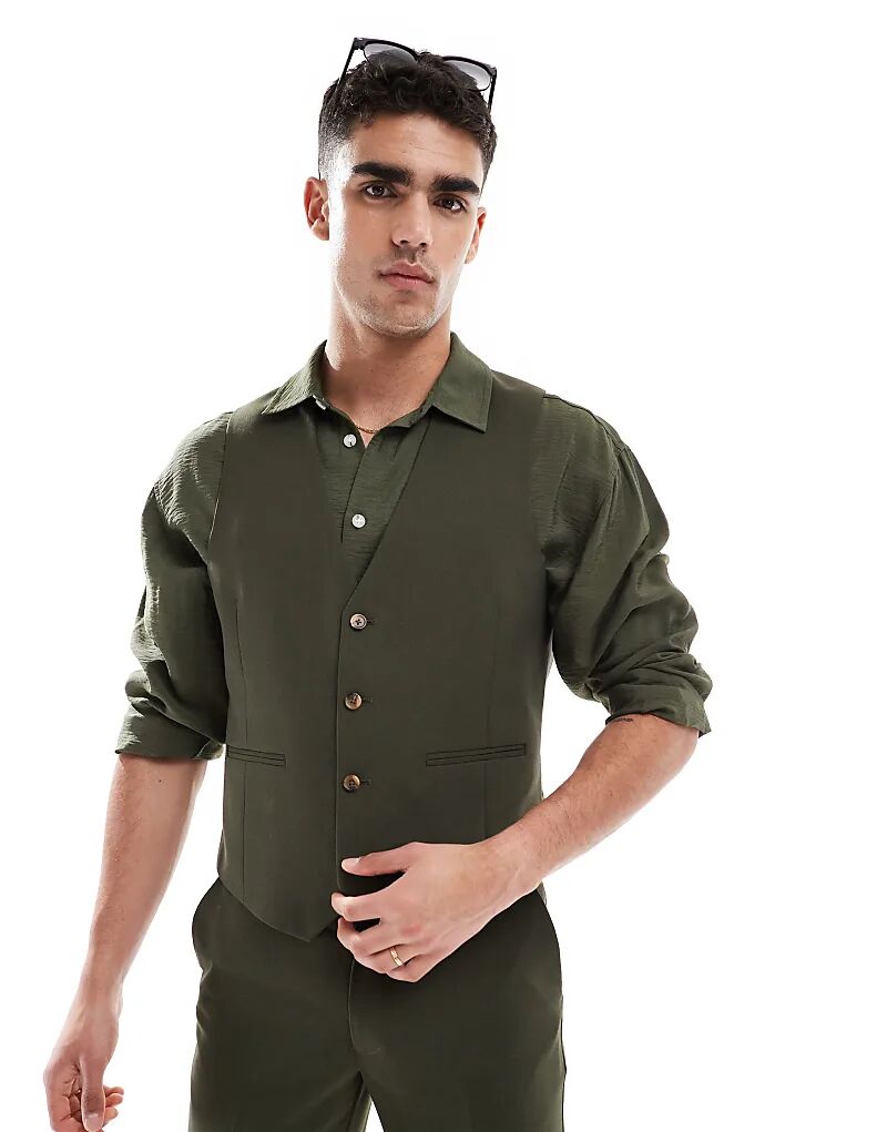 

Жилет узкого кроя ASOS DESIGN оливково-зеленого цвета