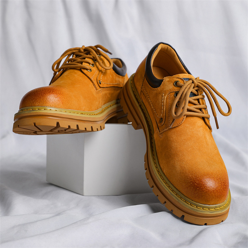 WEISHIBANGWEI Повседневные кожаные туфли мужские - хаки, цвет Khaki (Leather Shoe Size) — фото 4