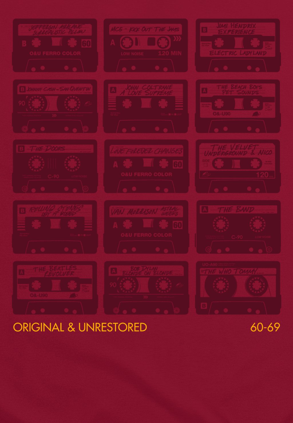 

Футболка с принтом ORIGINAL & UNRESTORED 60S SOUNDTRACK Henry Tiger, бордовый