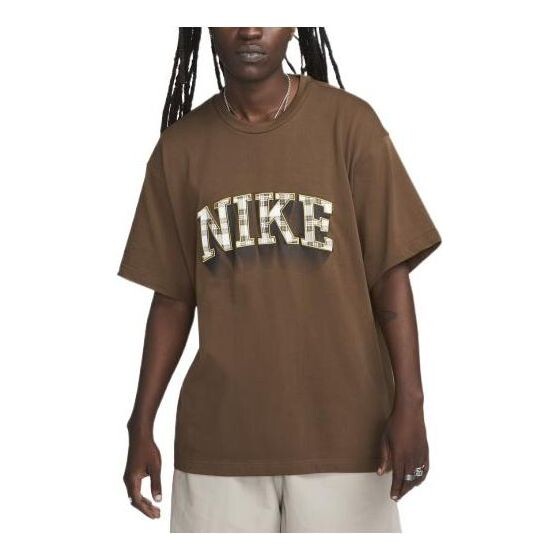 

Футболка Nike Check Logo T-Shirt 'Cocoa', цвет cocoa/multi-color