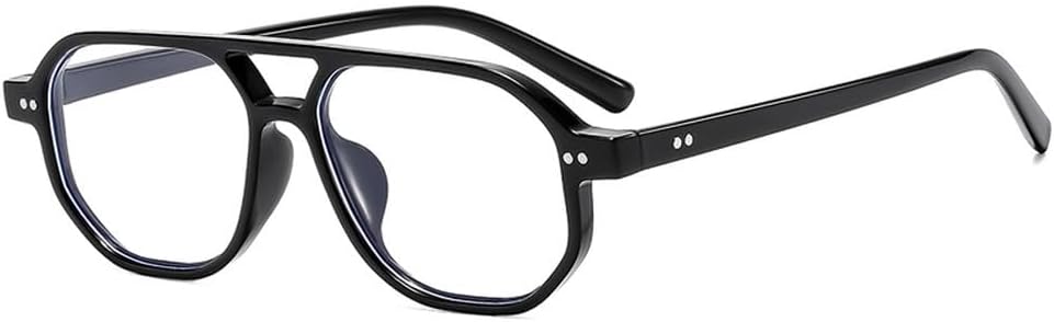 

Винтажные мужские солнцезащитные очки с двойной перемычкой, многоугольными и квадратными линзами, модные женские очки с прозрачными линзами Ocean Lens, солнцезащитные очки с заклепками UV400 WNCKSQ, Black Clear