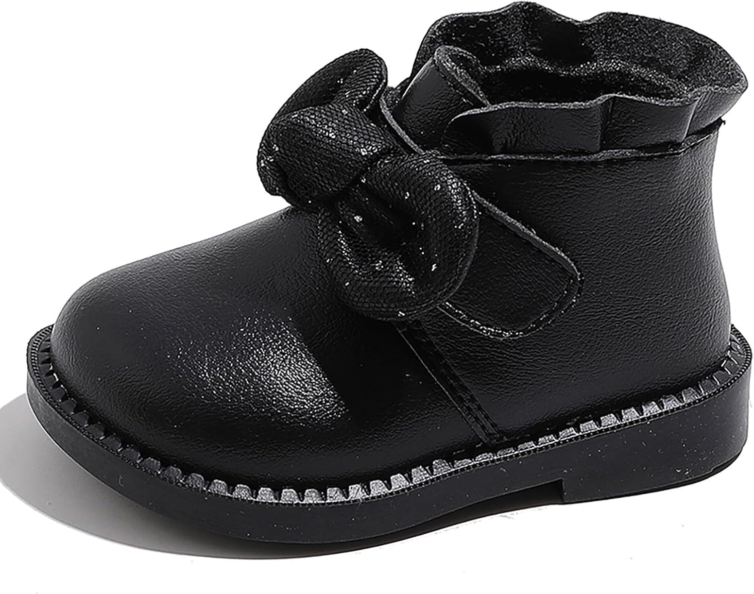 

Детские ботинки для девочек IWIHMIV, легкие и удобные с бантиком, уличные противоскользящие короткие ботиночки, Black