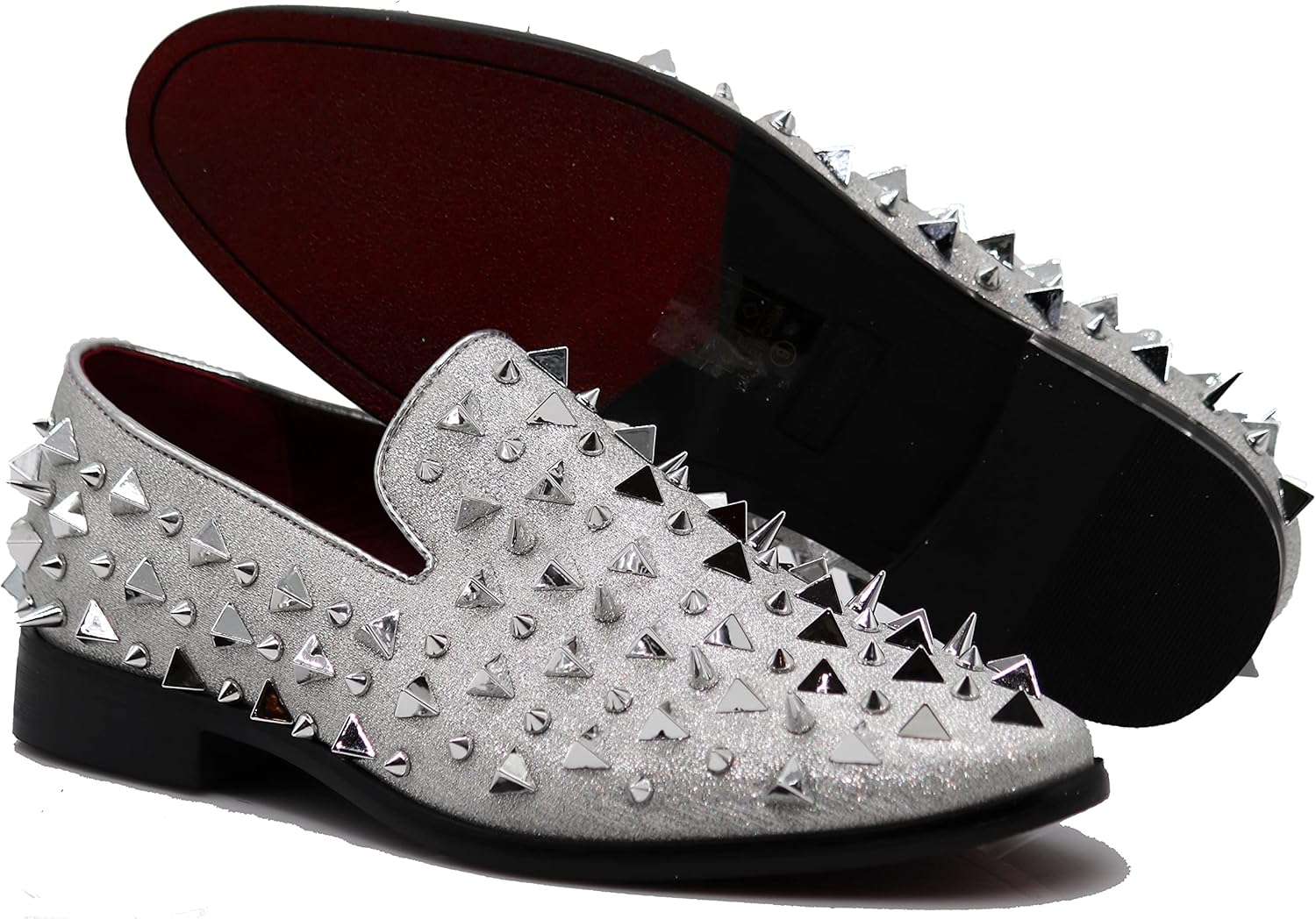 

Мужские винтажные лоферы SPK16 с шипами, слипоны, модная обувь, классические вечерние туфли-токседо Enzo Romeo, серебряный