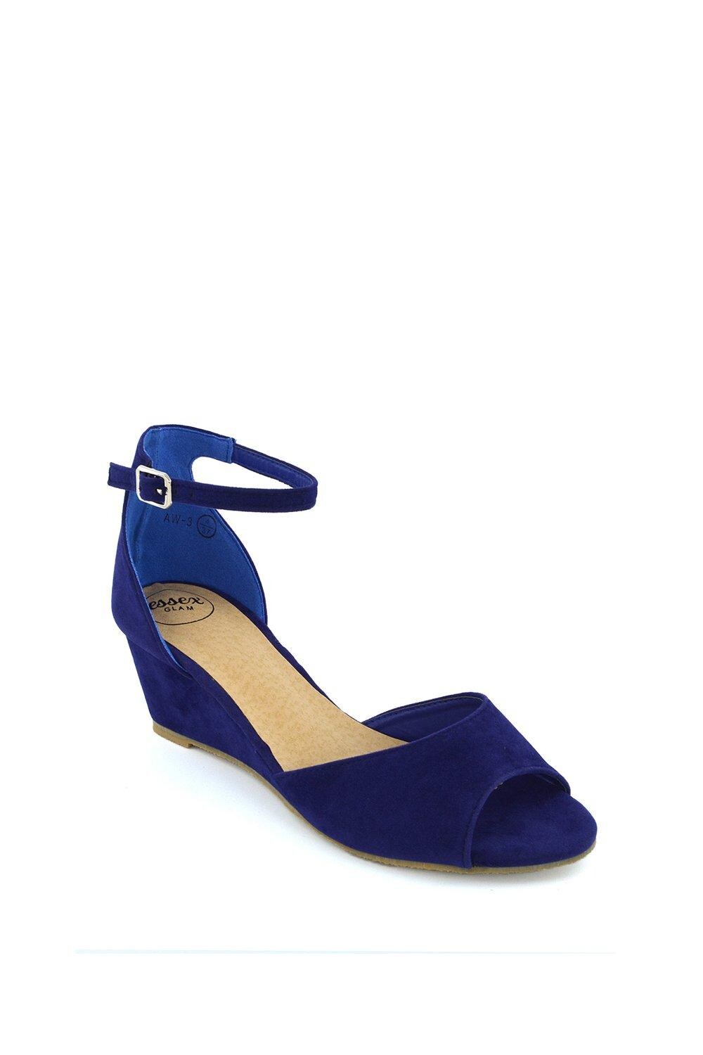 Босоножки на средней танкетке 'Lottie' Peeptoe XY London, темно-синий — фото 2