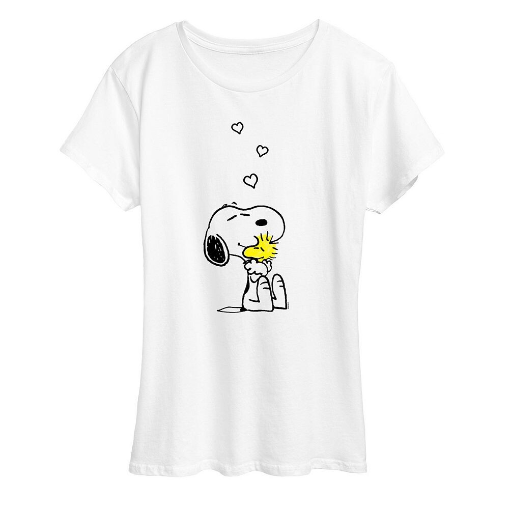 

Женская футболка с рисунком Peanuts Snoopy & Woodstock Hugs Licensed Character, белый