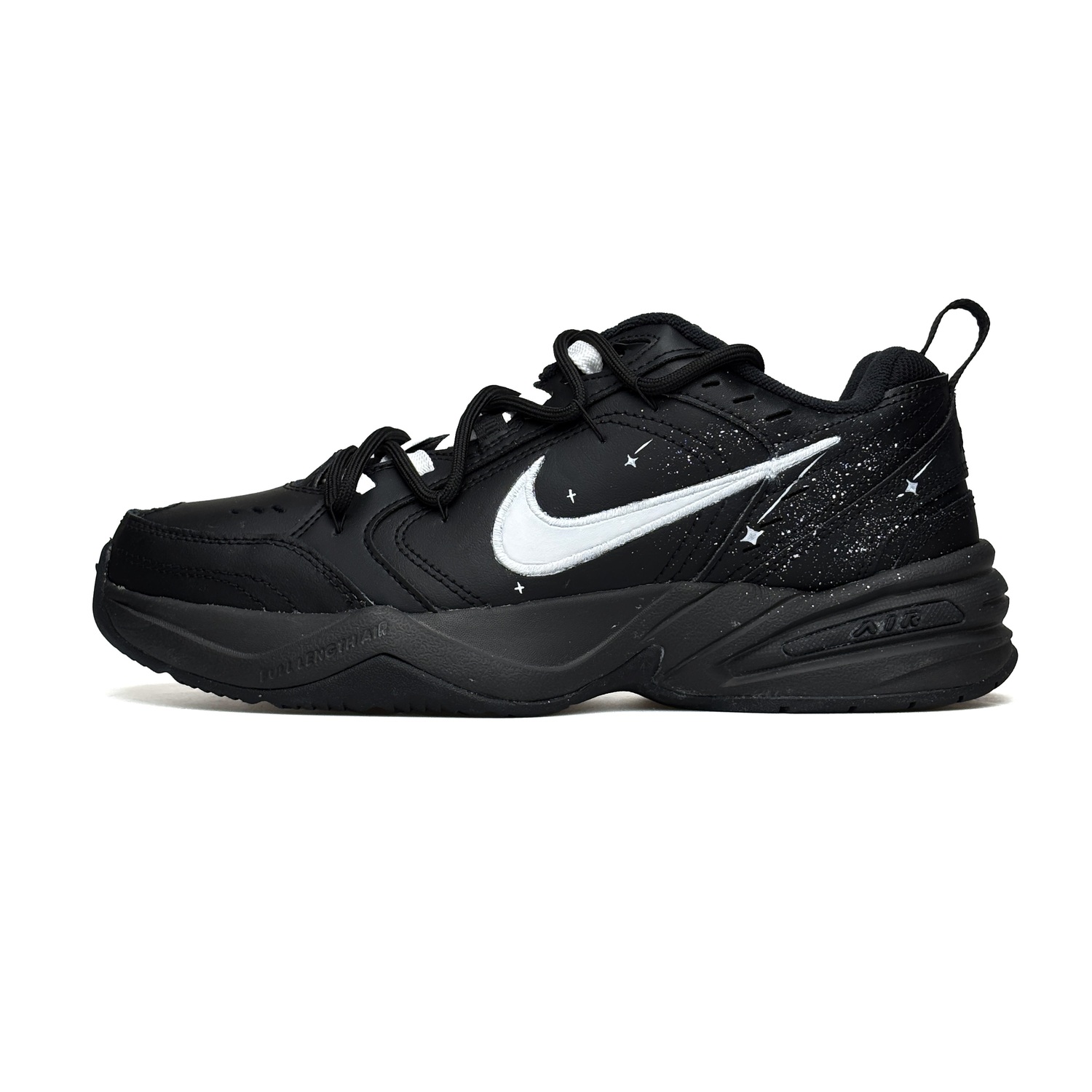 Nike Air Monarch 4 WAO высота увеличивающая устойчивые к истиранию противоскользящие низкие массивные кроссовки Unisex черный белый — фото 3