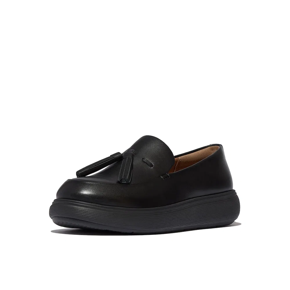 Мужские кожаные лоферы с кисточками IQ Comff полностью чёрные от Fitflop — фото 4