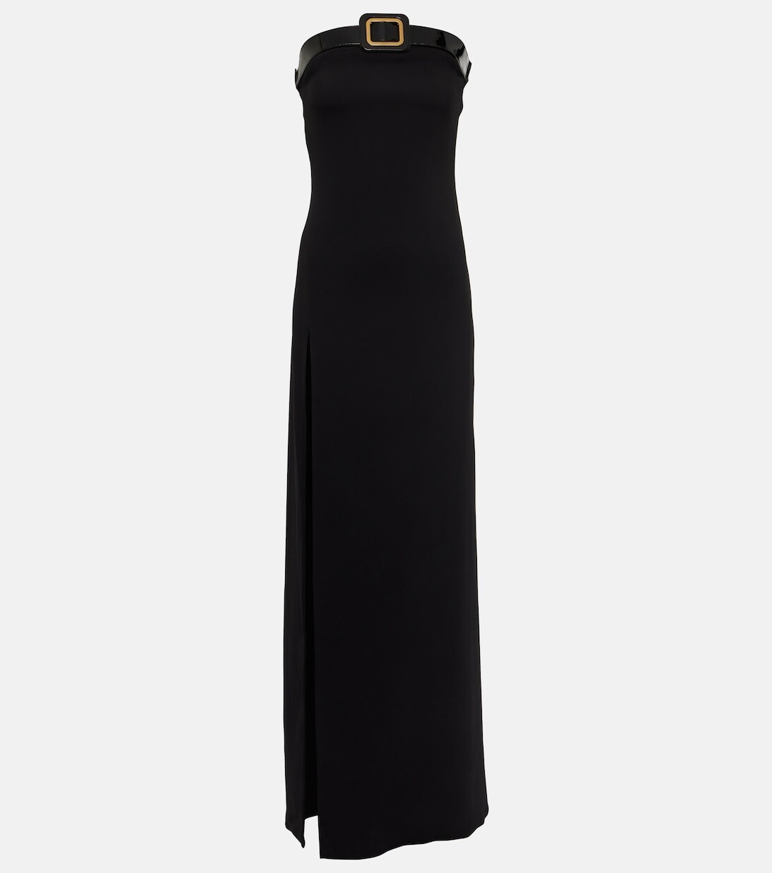 

Платье из сабле без бретелек с пряжками Tom Ford, черный