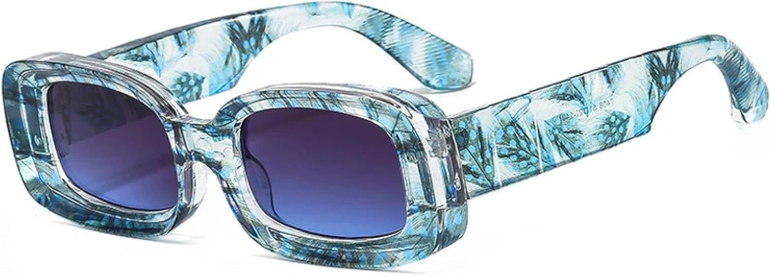 

Ретро женские солнцезащитные очки, модные цветные очки с защитой от УФ-излучения UV400, мужские прозрачные солнцезащитные очки с градиентным переходом SZVVBKK, Blue Pattern Gray