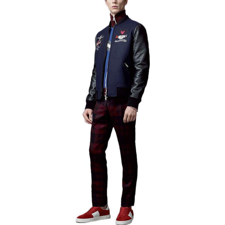 Valentino Графическая бейсбольная куртка на молнии, Navy Blue — фото 4