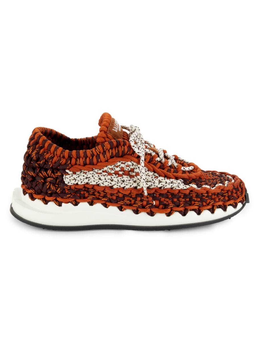 

Низкие плетеные кроссовки Valentino Garavani, цвет Orange Rhubarb