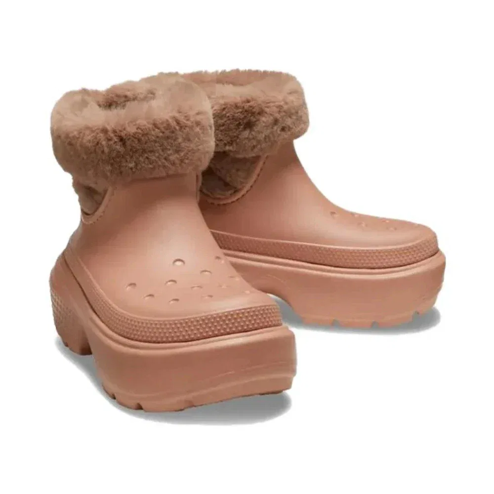 Ботинки Crocs Stomp Lined 208718-2CC с пробковой рифленой подошвой и платформой JAX1196, коричневый