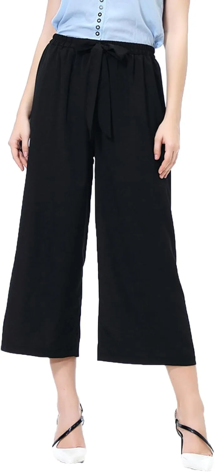 

Женские широкие брюки с эластичным поясом и шнурком