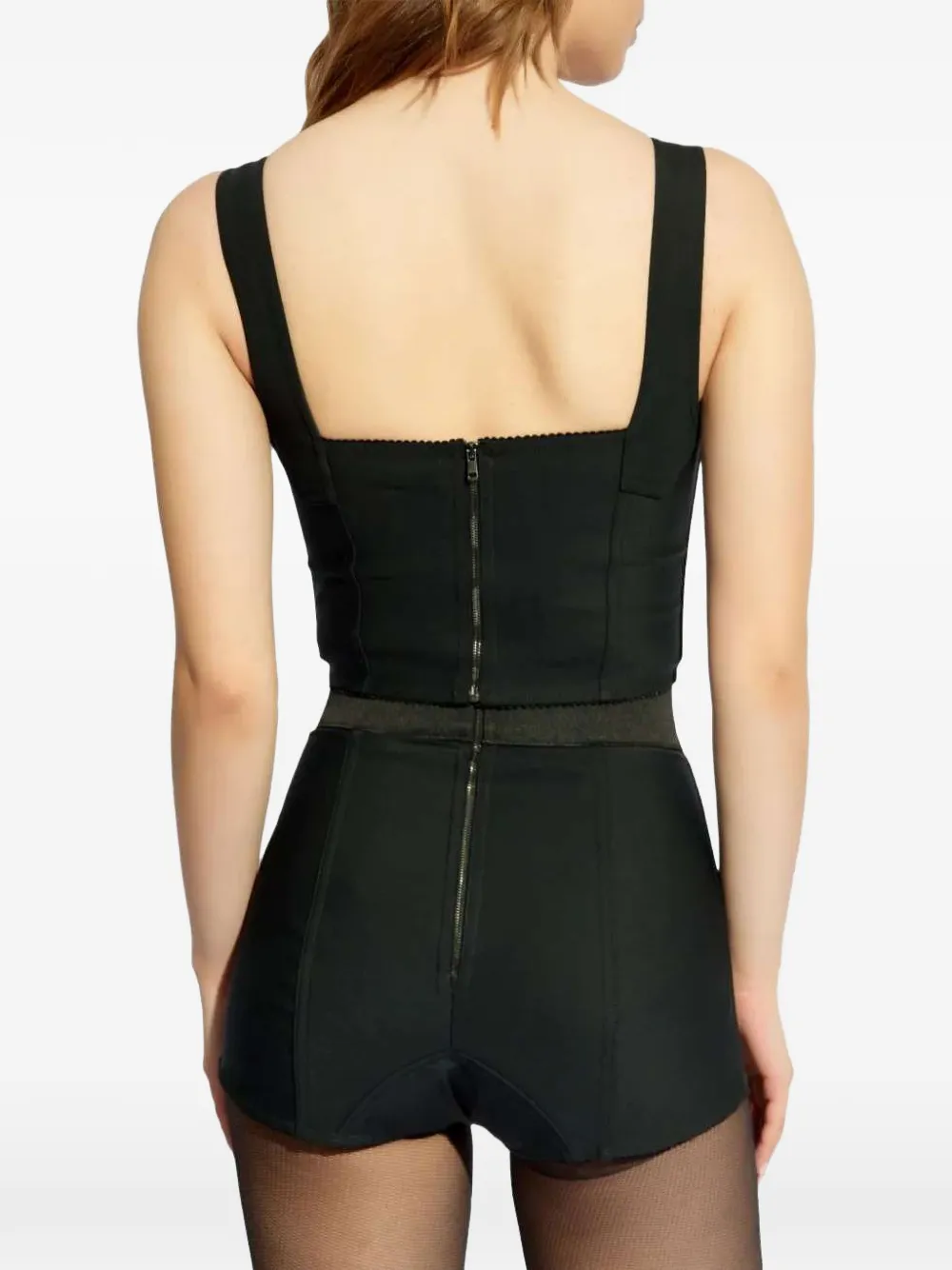 Укороченный бюстье с кружевной отделкой Dolce & Gabbana, черный — фото 4