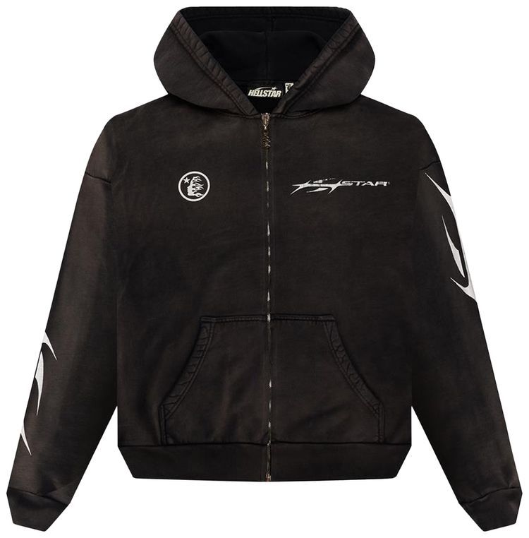 

Худи Hellstar Logo Zip-Up Hoodie 'Black', черный