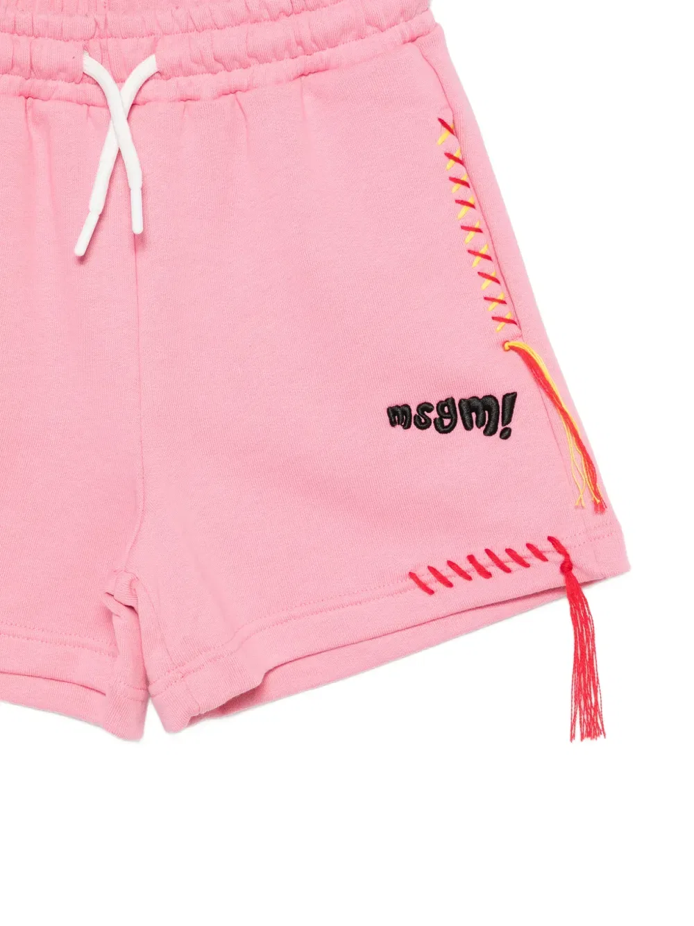 Шорты на шнуровке с вышитым логотипом Msgm Kids, розовый — фото 3