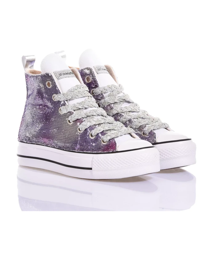 

Кроссовки на платформе серебристо изготовленные на заказ Converse, мультиколор