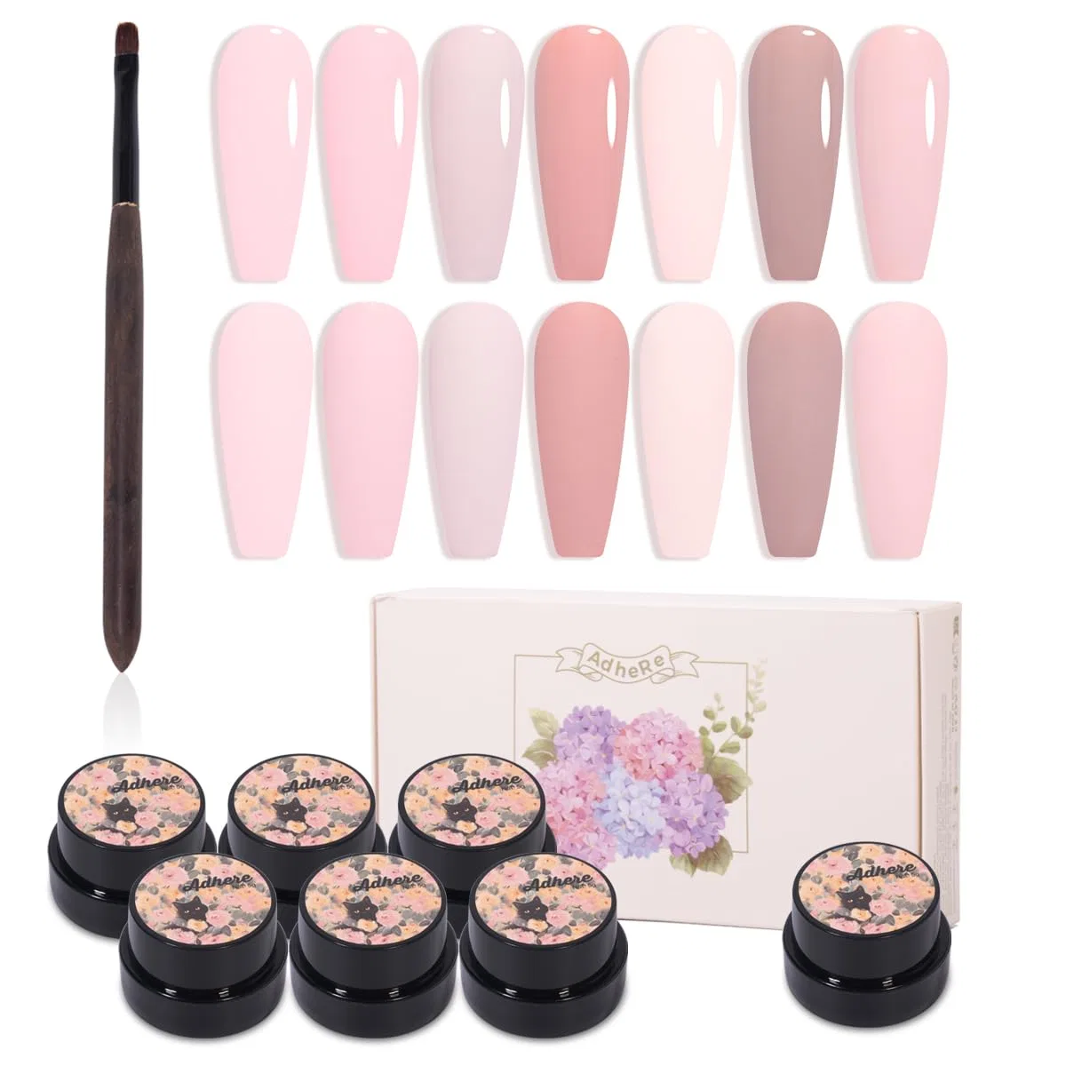 Набор гель-лаков для ногтей «Nude Pink Series» от ADHERE Adhere, Nude Pink Series
